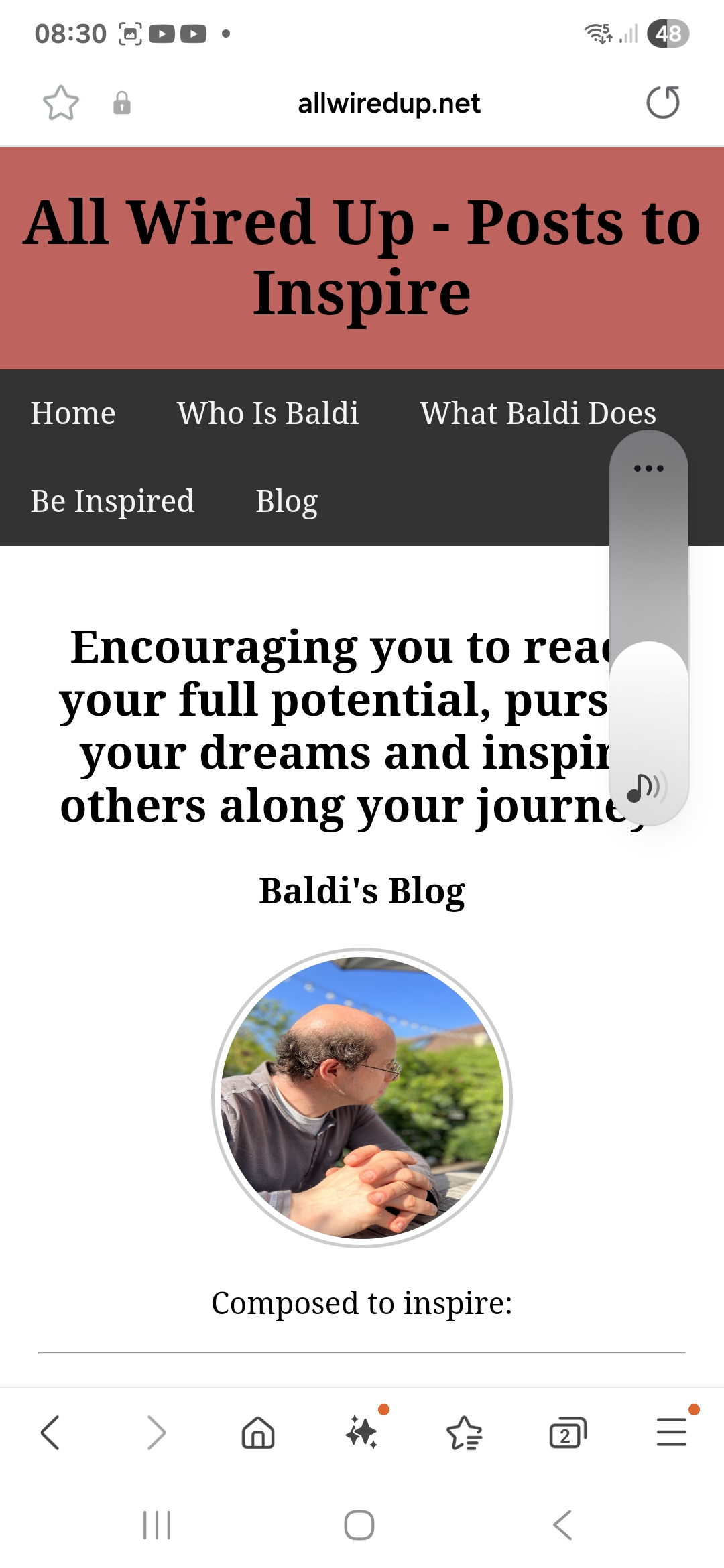 Photo of Baldi's updated Blog Page for 14 July 2025.