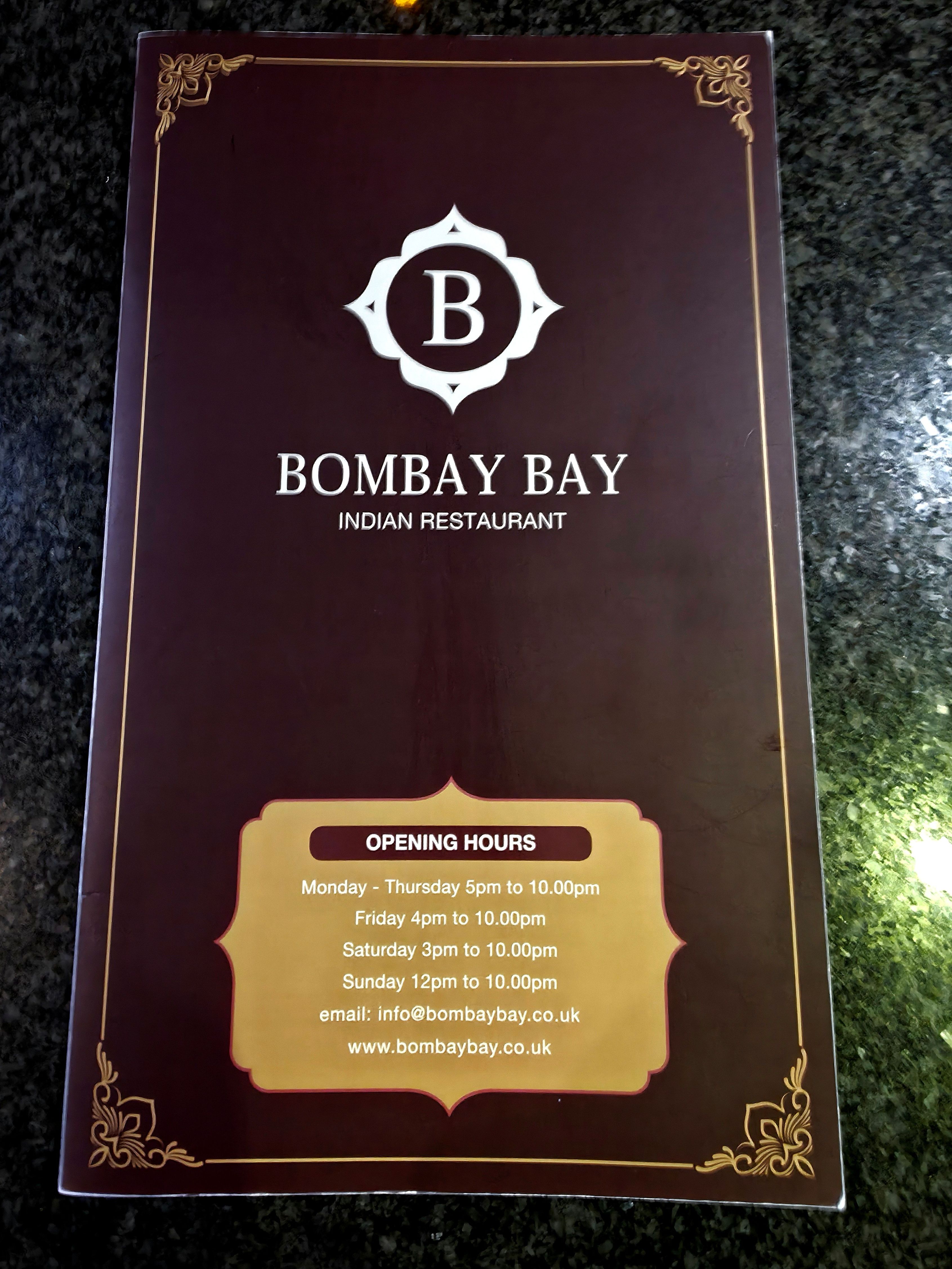Bombay Bay, Indian Cuisine Menu, Opening Hours, and Web Site details.