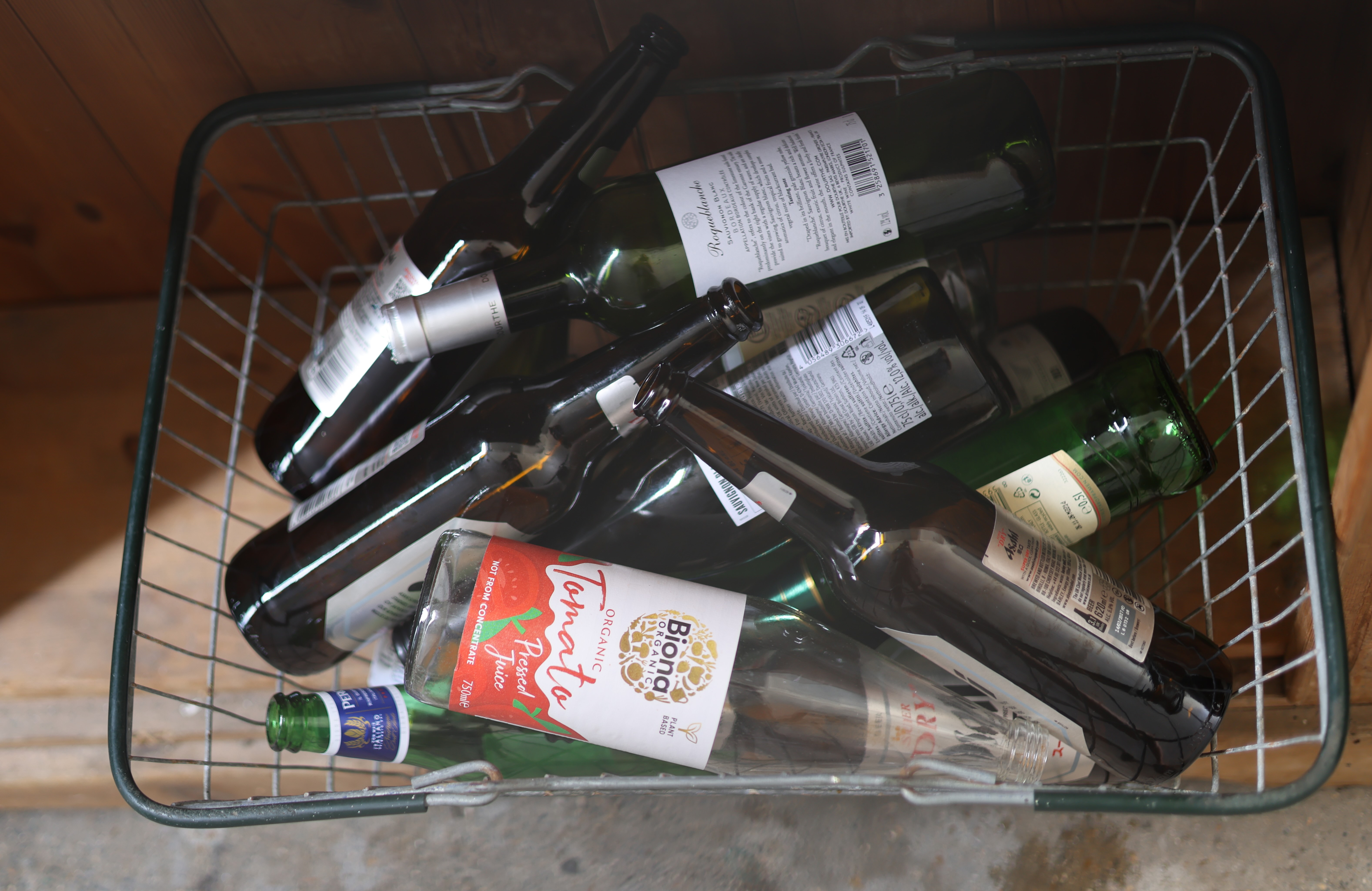 Photo of old Glass Bottles ready to be recycled into something new. Photo taken in May 2026 by Baldi, A.K.A Amonn AL-Mahrouq.
