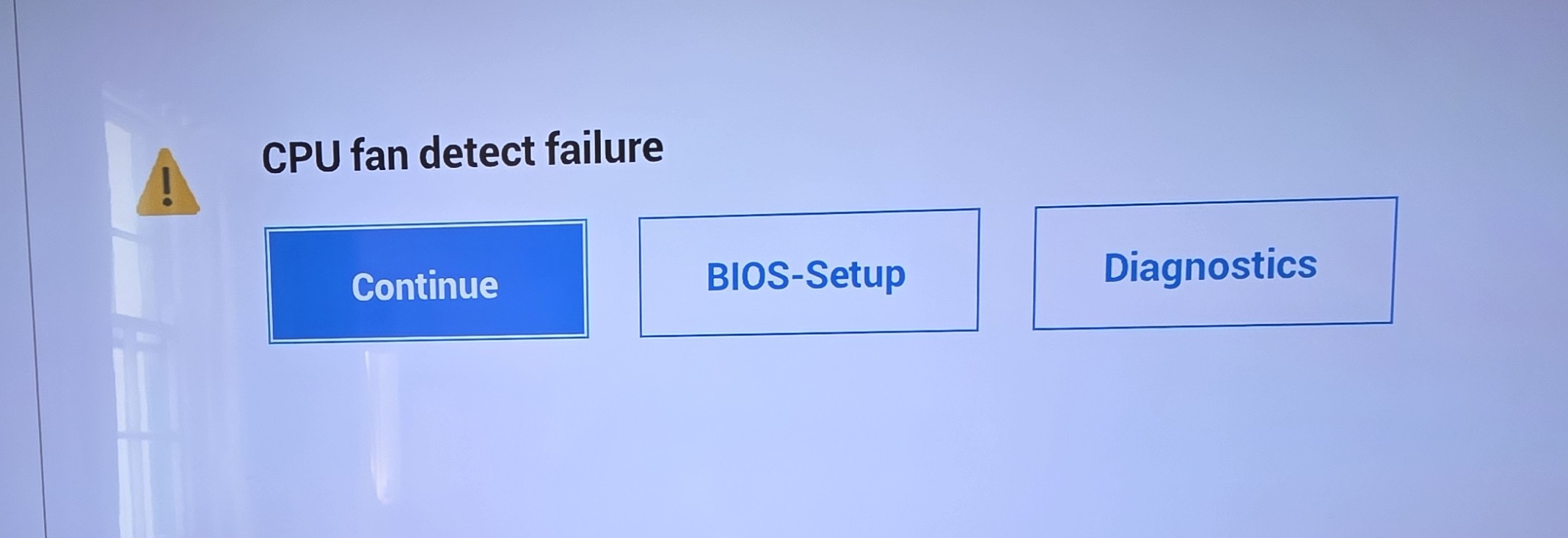 A photo depicting a CPU Fan Detect Error on Baldi's, A.K.A Amonn AL-Mahrouq PC in October 2025.
