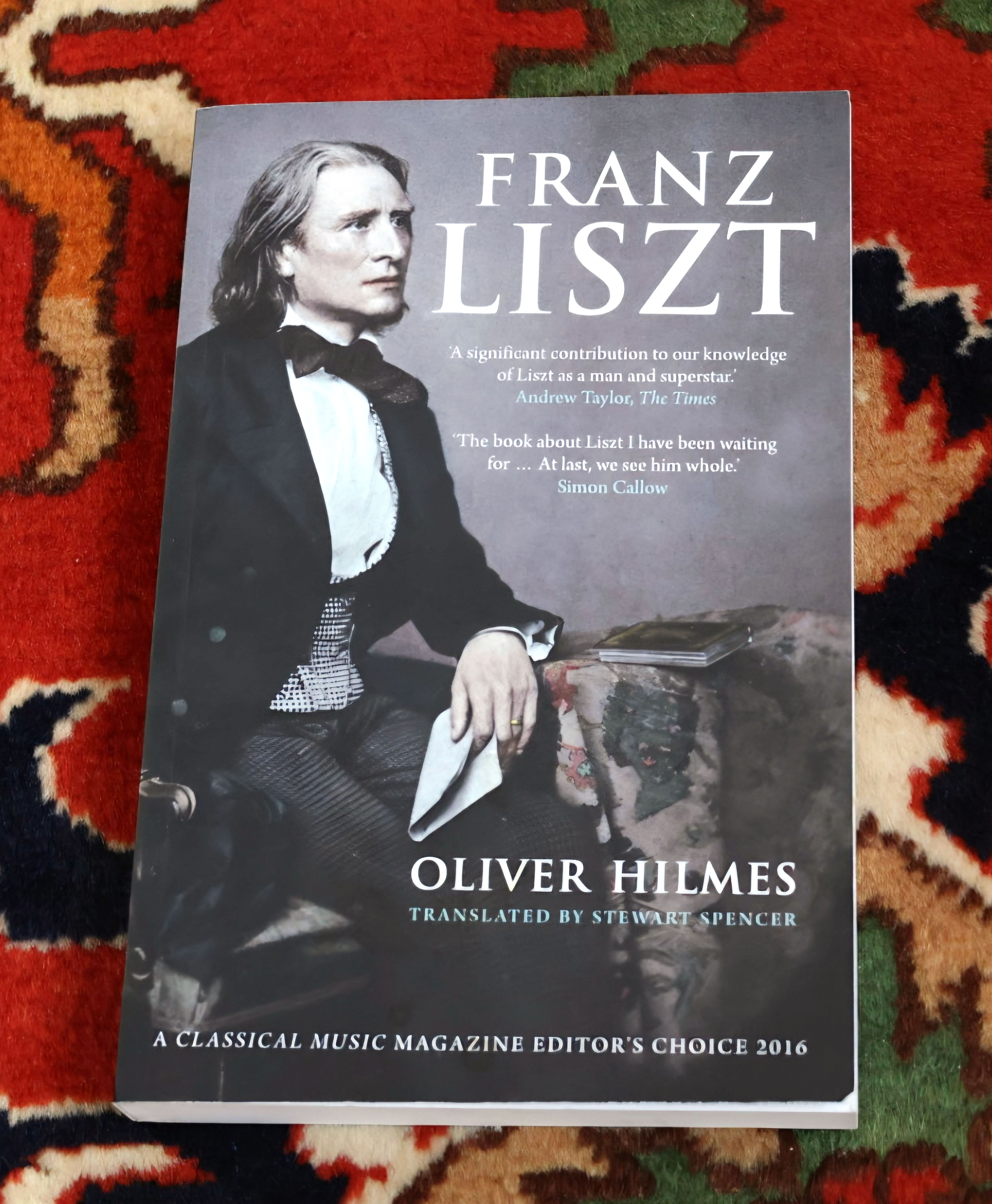 A photo of a book translated by Oliver Hilmes on the composer and performer Frans Liszt, taken by Baldi in 2026