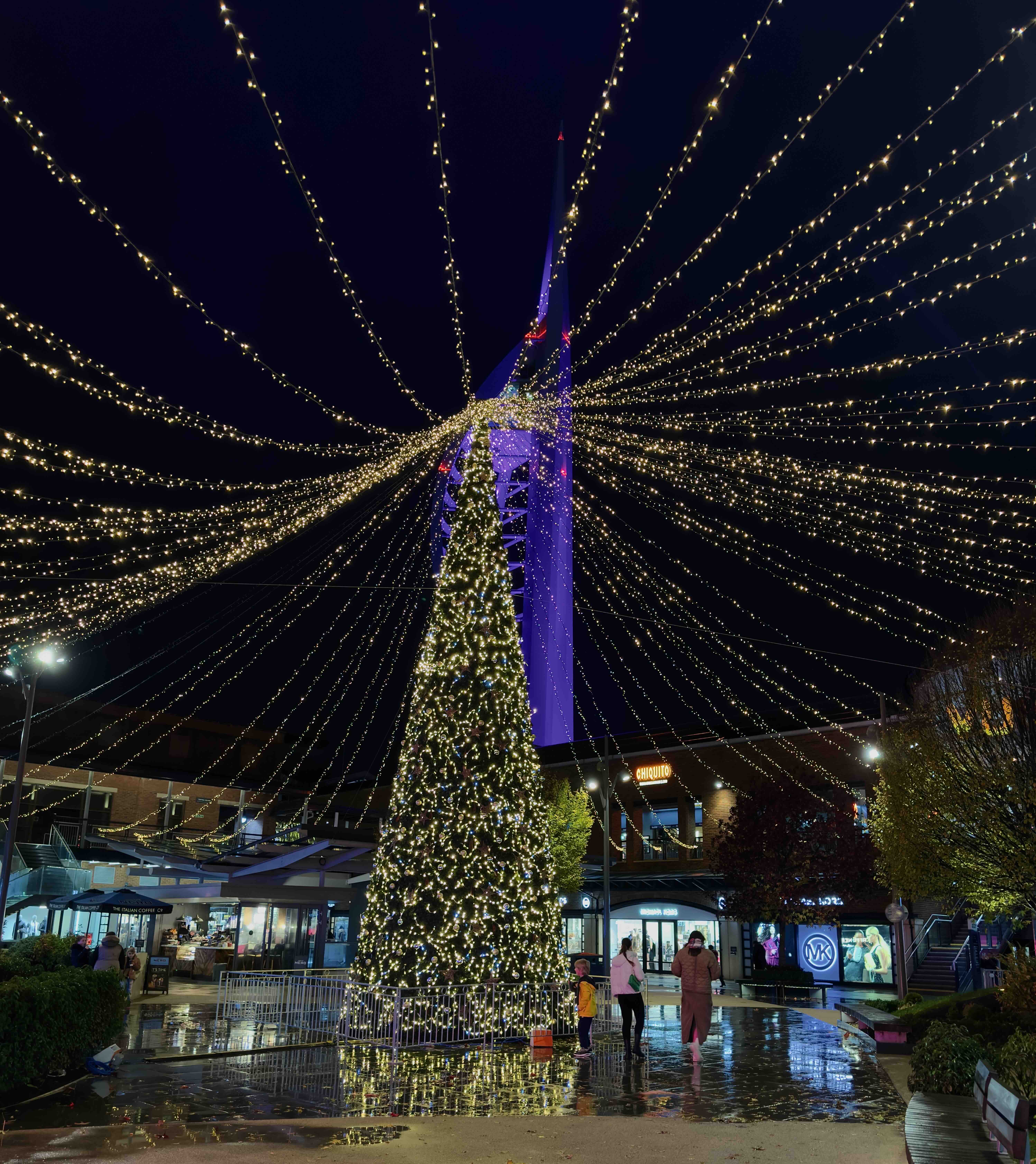 Photo of Gunwharf Keys, Portsmouth Xmas Tree and Lights. Photo taken December 2025 by Baldi, A.K.A Amonn AL-Mahrouq.