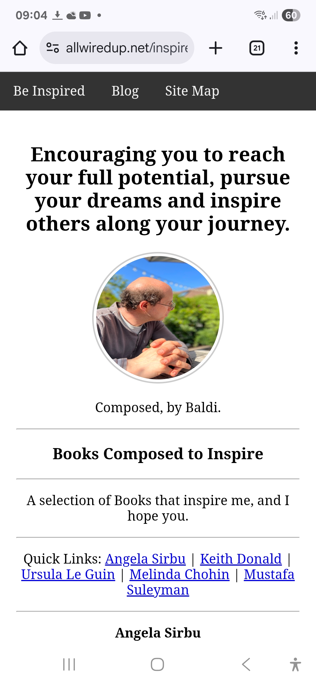 A photo of Baldi's Inspirational Reading Page