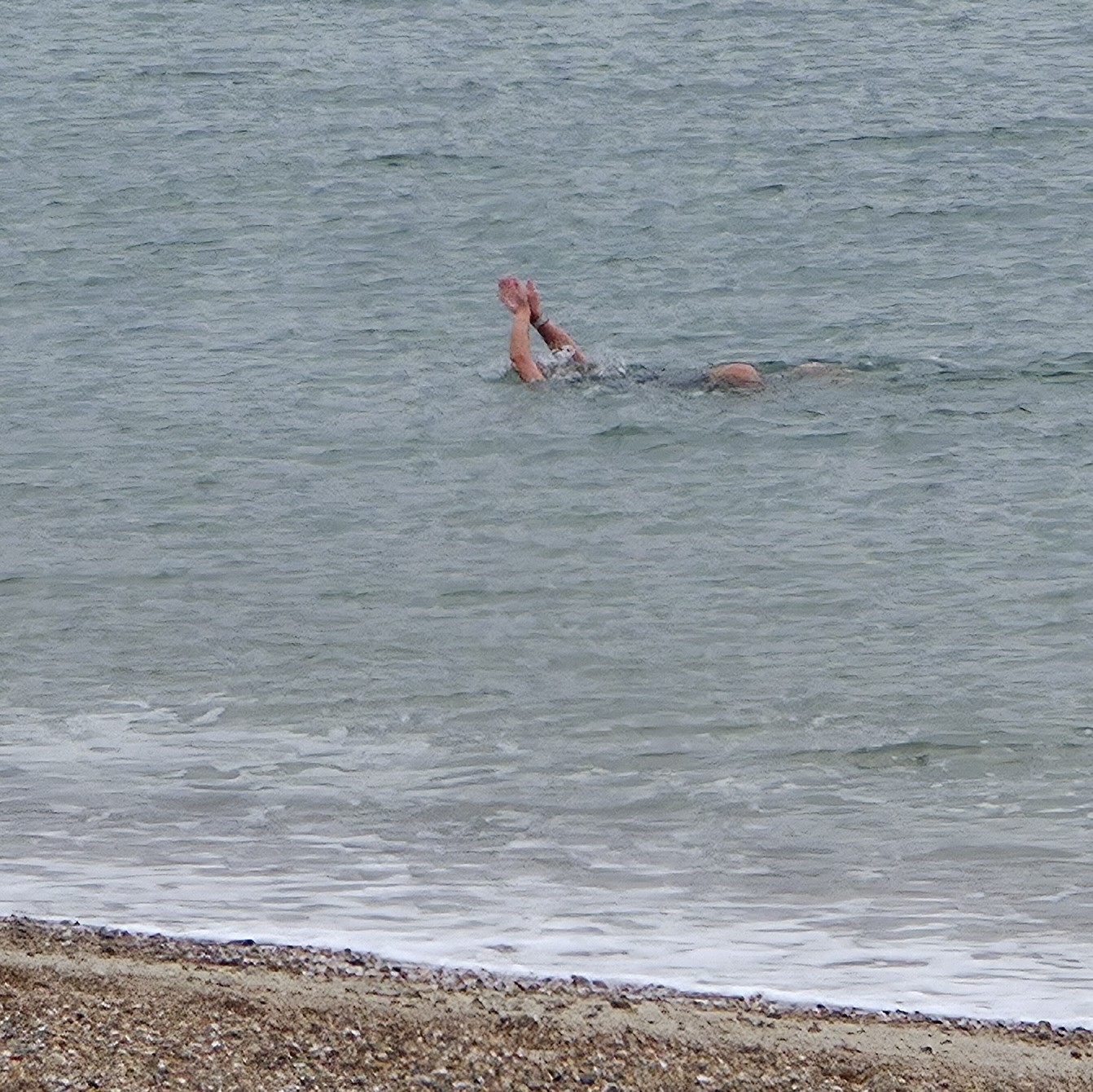 A photo of a swimmer enjoying themselves off Southsea Beach, United Kingdom, taken by Baldi, A.K.A Amonn AL-Mahrouq in October 2025.