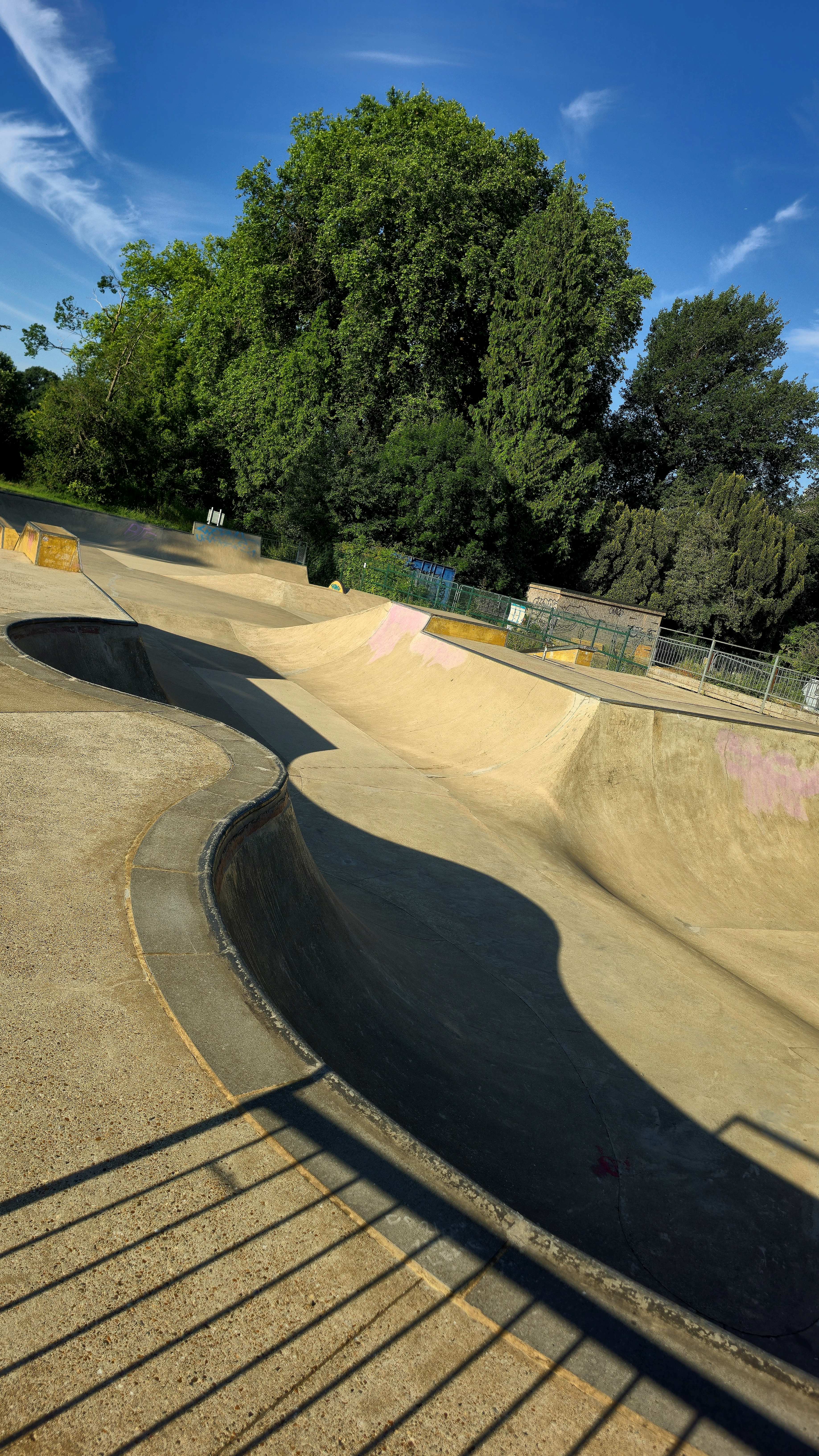 An inspirational view of the Skate Park in Stoke Park, Guildford, Surrey, United Kingdom. Photo taken in September 2025