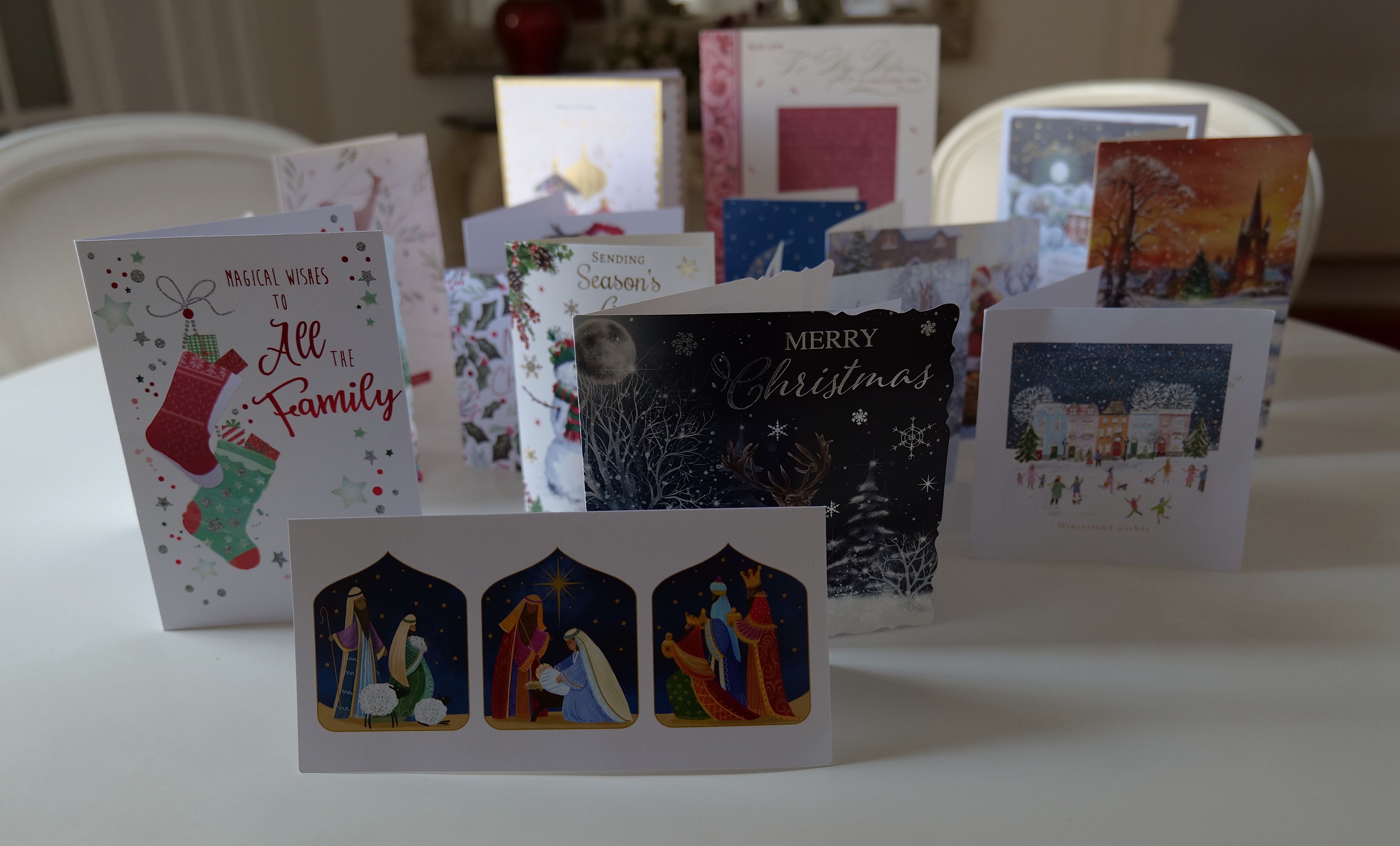 Photo of a sample of our Family's collection of Christmas Cards in 2025. Photo taken on New Years Day, 2026 by Baldi, A.K.A Amonn AL-Mahrouq.