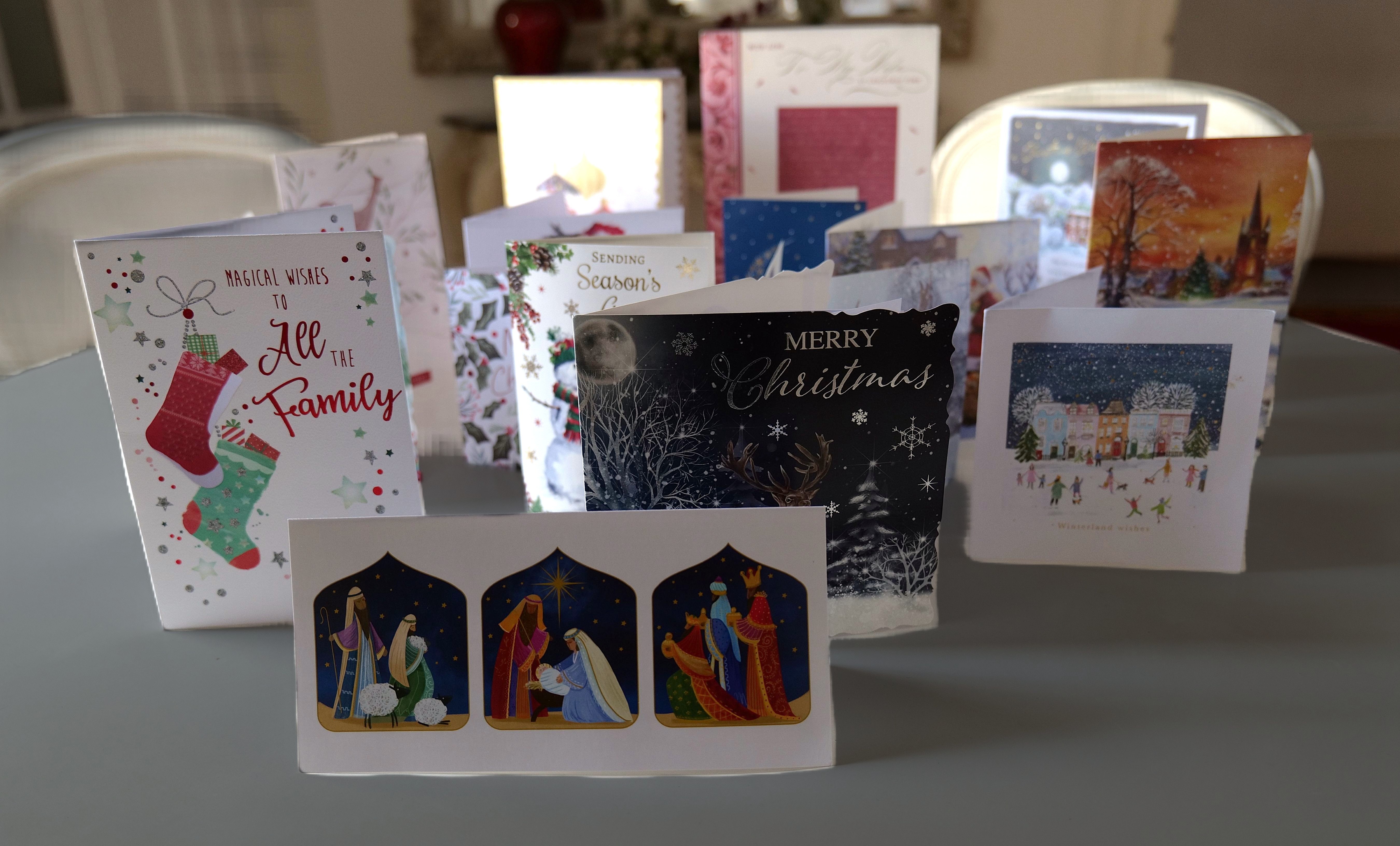 Photo of a sample of our Family's collection of Christmas Cards in 2025. Photo taken on New Years Day, 2026 by Baldi, A.K.A Amonn AL-Mahrouq.
