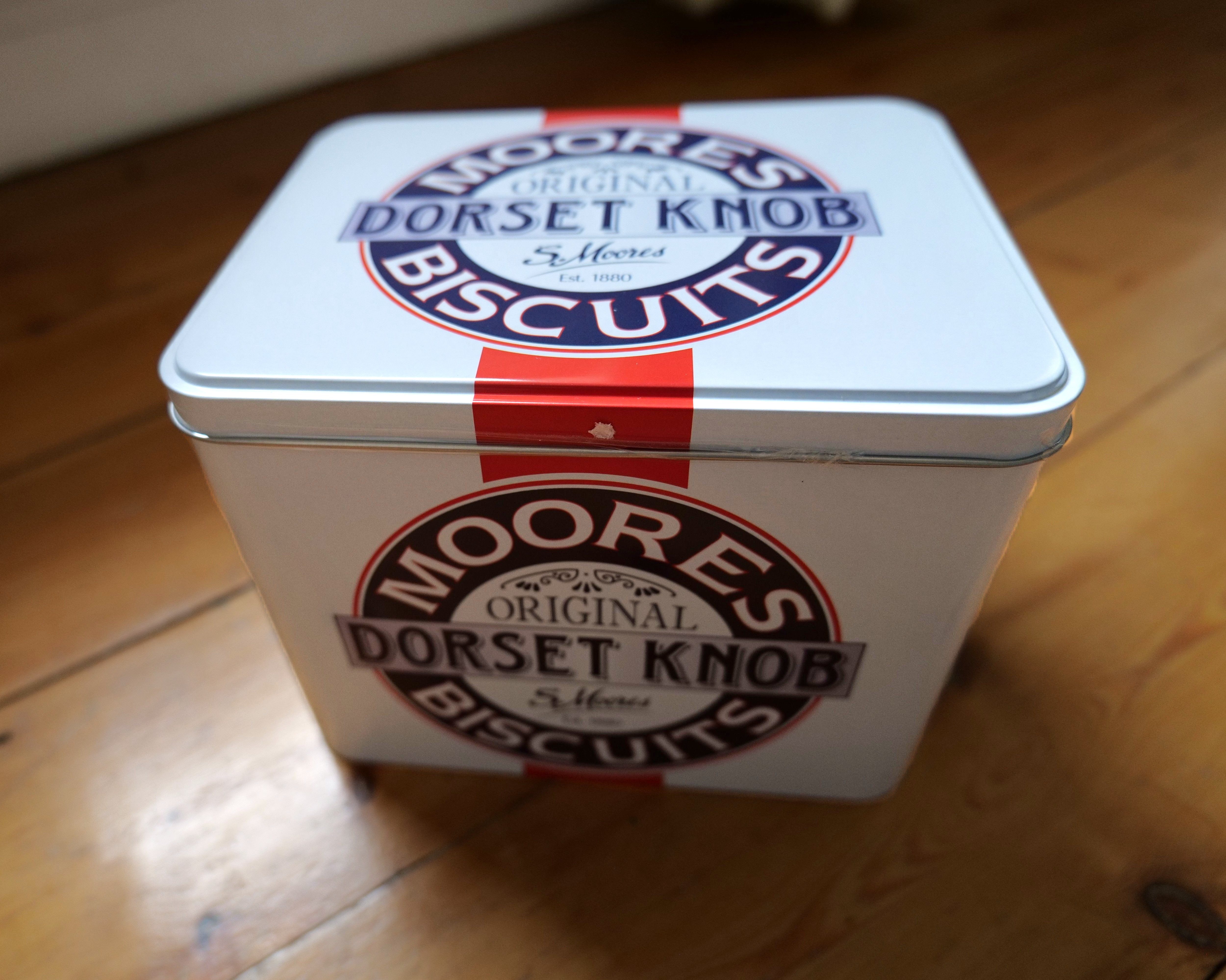 A photo of a tin of Christmas Dorset Biscuits given to Baldi. Photo taken by Baldi, A.K.A Amonn AL-Mahrouq in January 2026.
